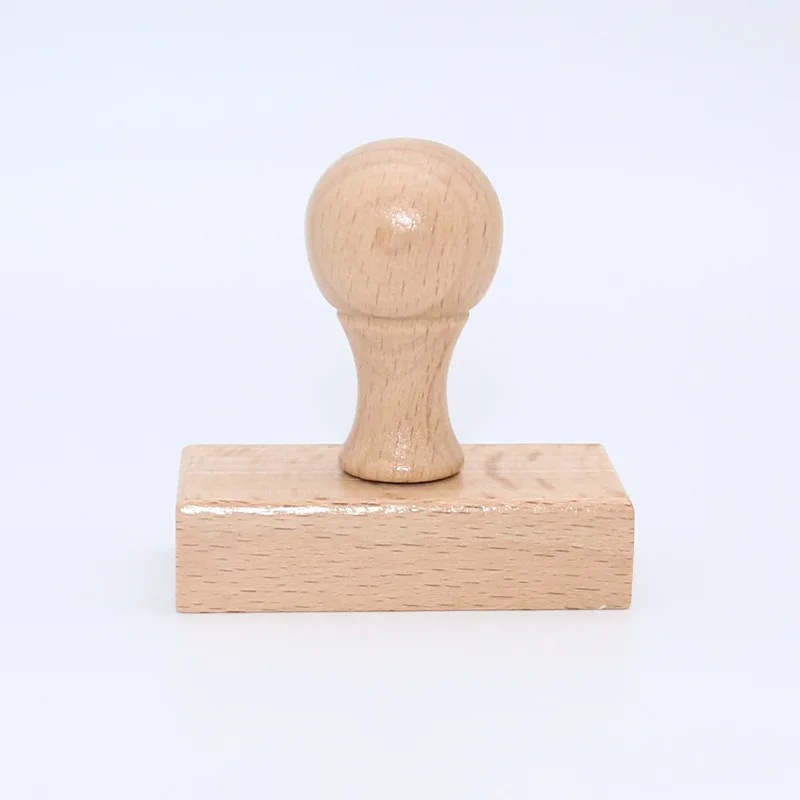 Natural Wooden Office Supplies Customizable Pattern Text Creative Wooden Seal Blank  Round Handle Wooden Rubber Stamp