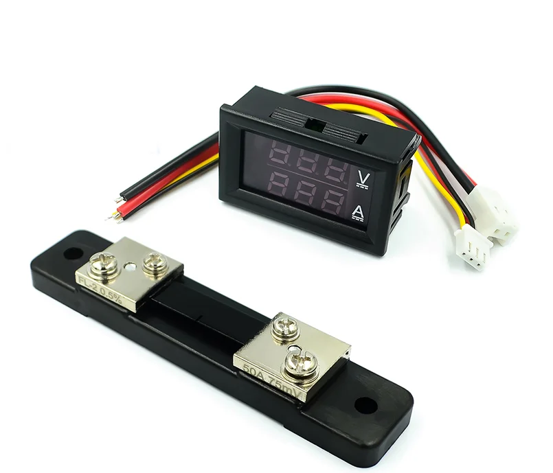 DC 0-100V 50A  Digital Voltmeter Ammeter Dual reveal Red + Red Current Voltmeter Digital Meter With Shunt