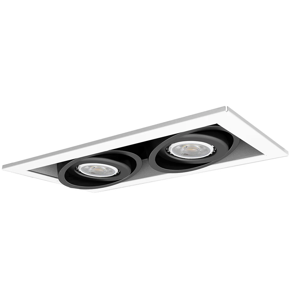 GU10 Grille Lamp 1-Lamp New Construction Ra>80 Gauge Steel Multiple Recessed Downlight For Commercial Lighting