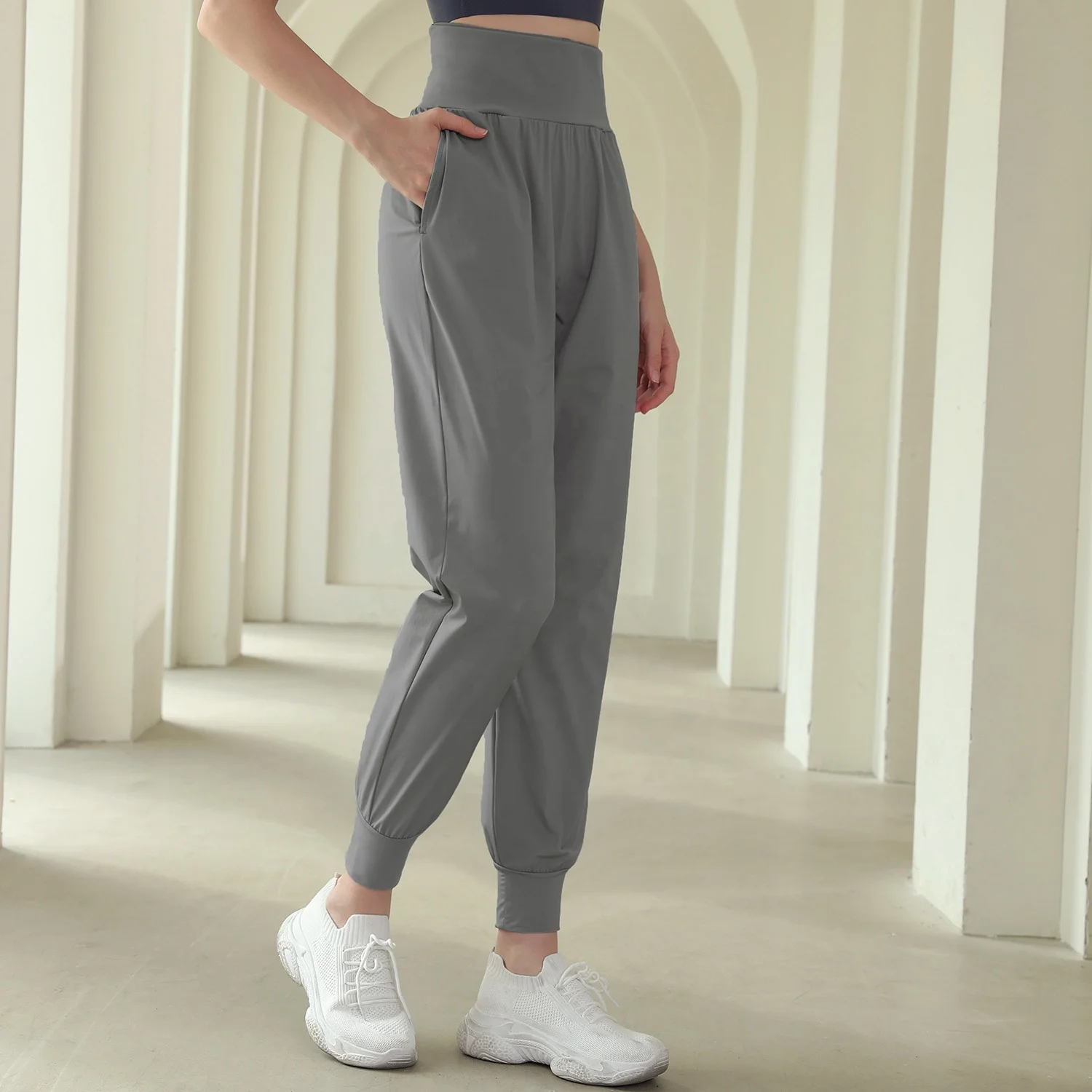 Sports Loose Jogger Pants Running Outdoor Hidden Waist Trainer Yoga Fitness Legging