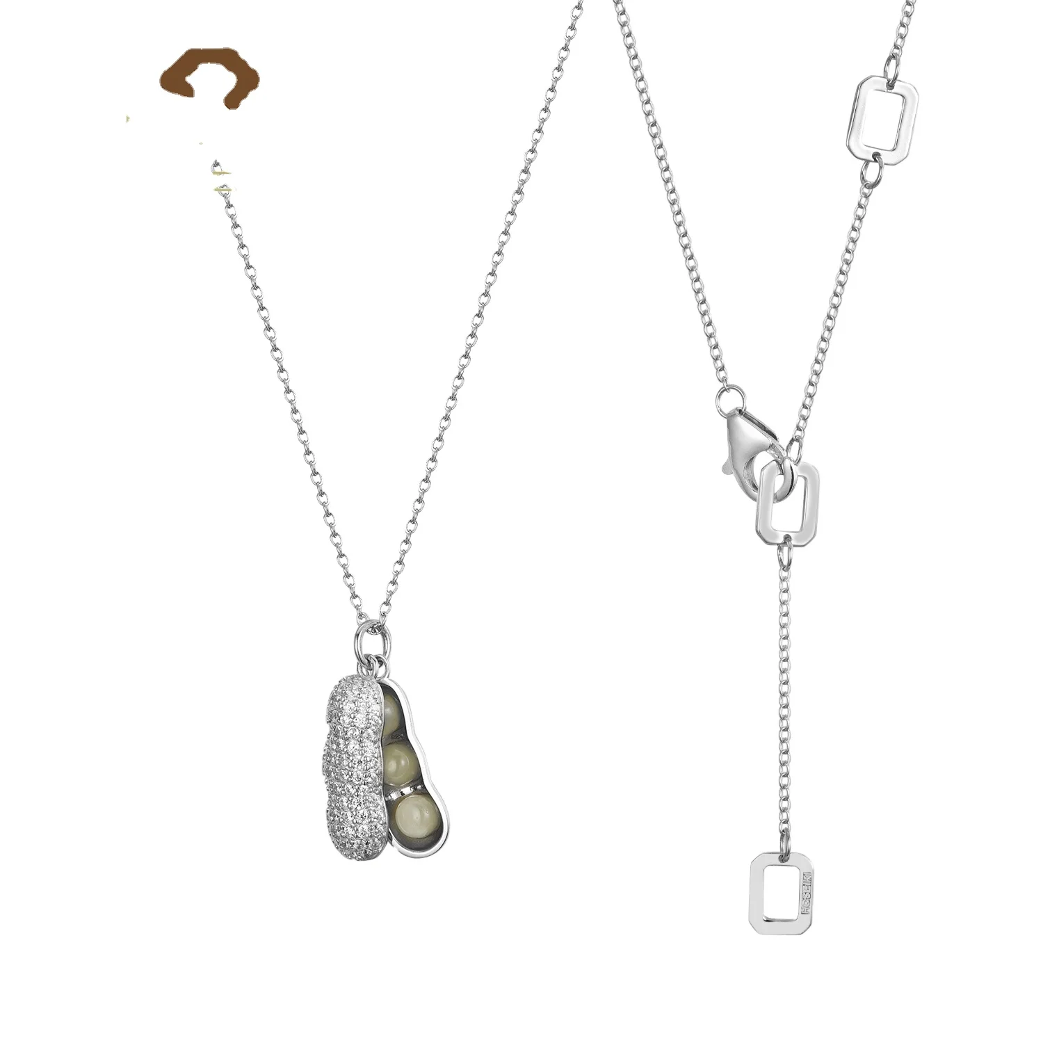 Bean All-match Non-fading Jewelry 925 Sterling Silver Micro-inlaid Zircon Peanuts Hotan Jade Pendant Charm Necklace For Women