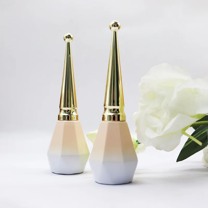 Wholesale In Stock Golden Printing Glass UV Nail Polish Bottle Portable 15ml Nail Polish Bottle Hexagon Empty Nail Gel Bottle