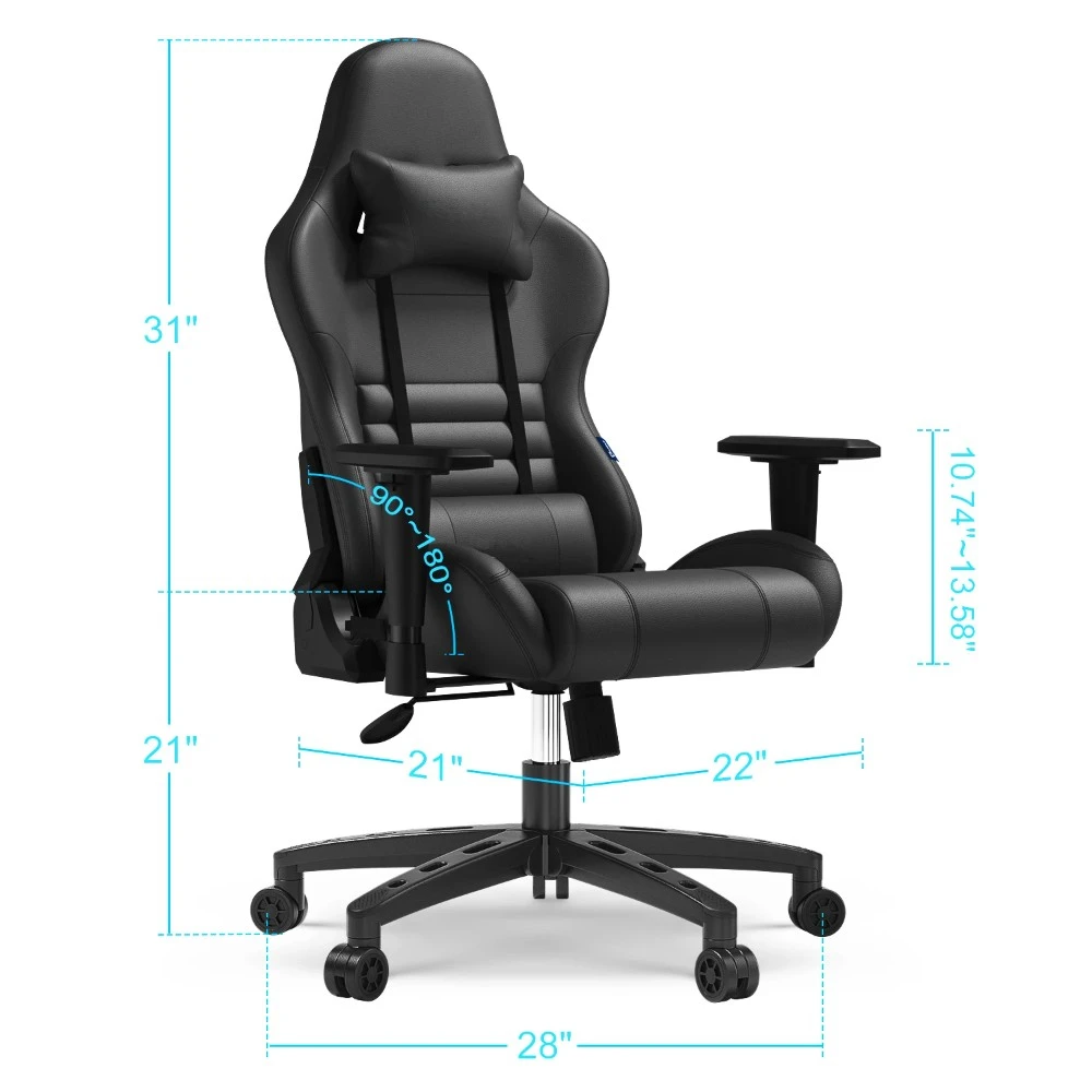 High Quality Custom Logo Racing Gaming Chair Ergonomic Office Computer Massage Feature Available Black White-Factory Wholesale