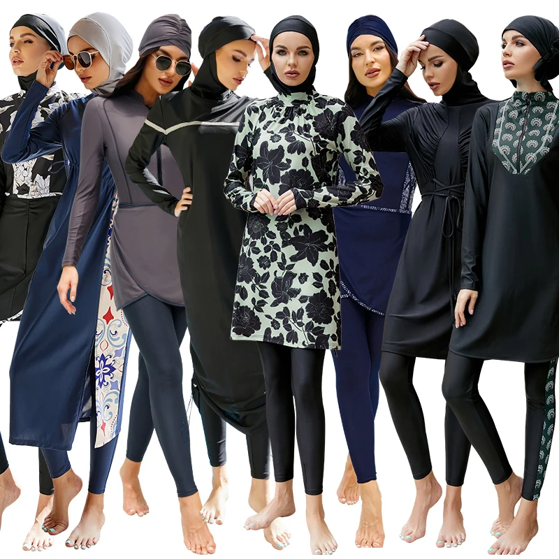 High Quality OEM Burkini Casual Muslim Swimwear Beachwear 3 pieces Islamic Swimsuit Swimwear