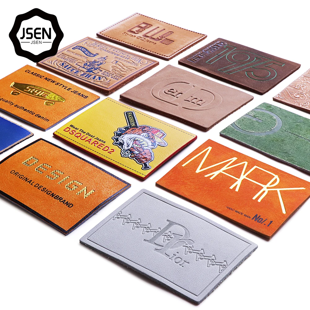 Free Sample Custom LOGO Hot press Garment Pet collar Print Laser Emboss Deboss Real PU Leather Tag Patch Label