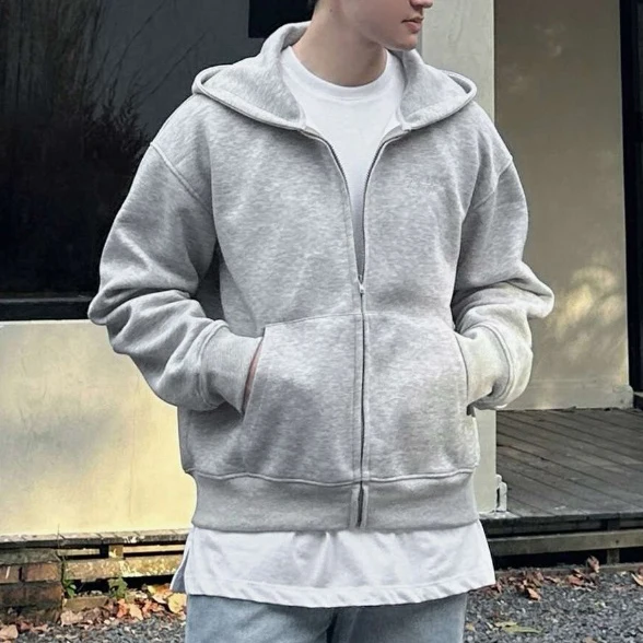 450 gsm Winter Keep Warm 100% Cotton Furry Fleece Sweatshirts OEM Oversized Streetwear Zips Pullover Tops Hoodie for Men