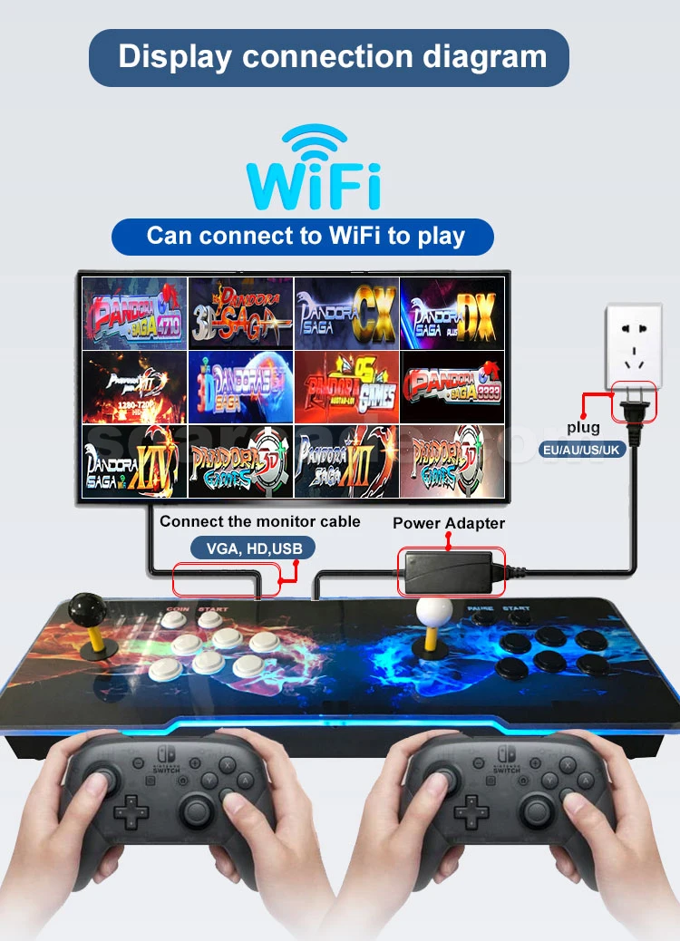 High Quality Pandora Arcade Box 4710 In 1 Game 26 Pieces 3D Game Video Joystick Button Retro Game Console Arcade