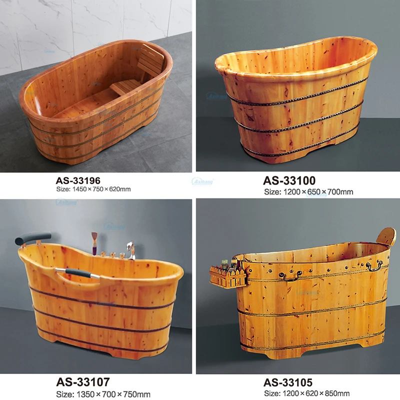 Japanese Style outdoor Single Adult Soak Wood Bath Tubs solid wooden barrel bathtub