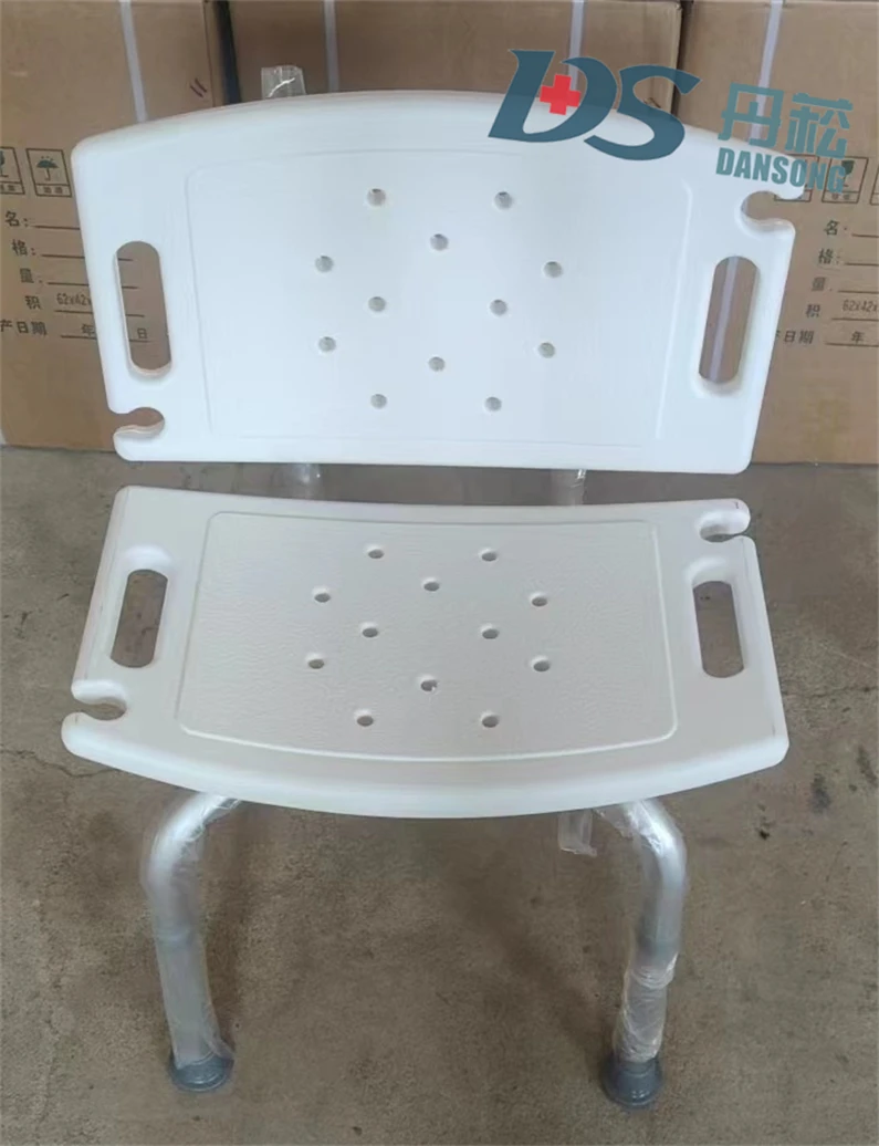 Safety shower chair with high backrest and handrail non slip casters