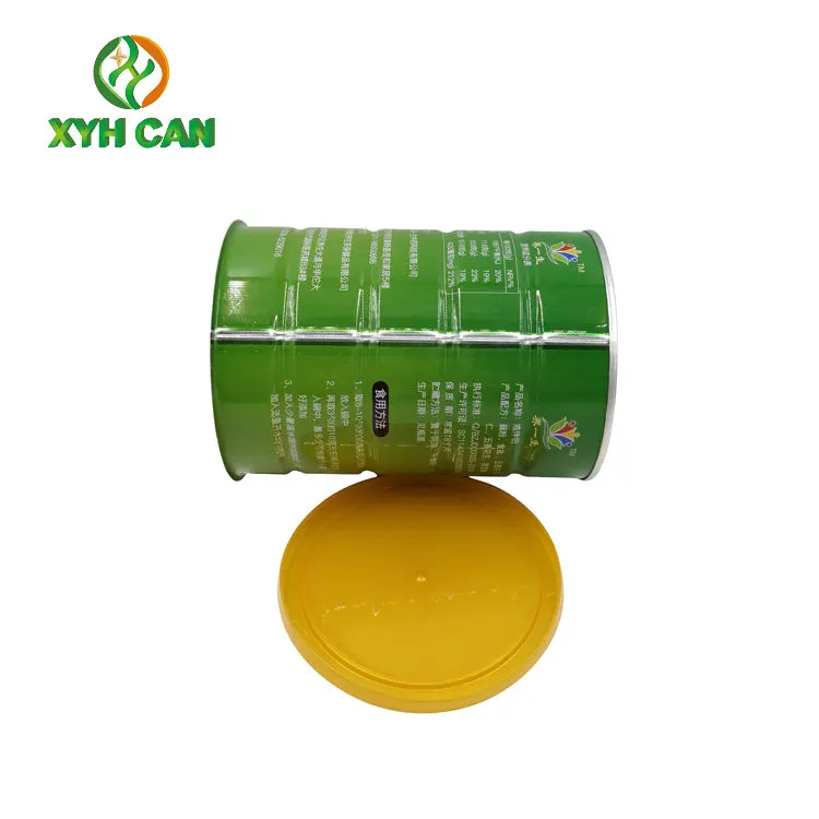 Food Grade round Tinplate Can for Milk Powder Tea Candy & Cookie with Easy Open Metal Lid & Plastic Lid Logo Printed