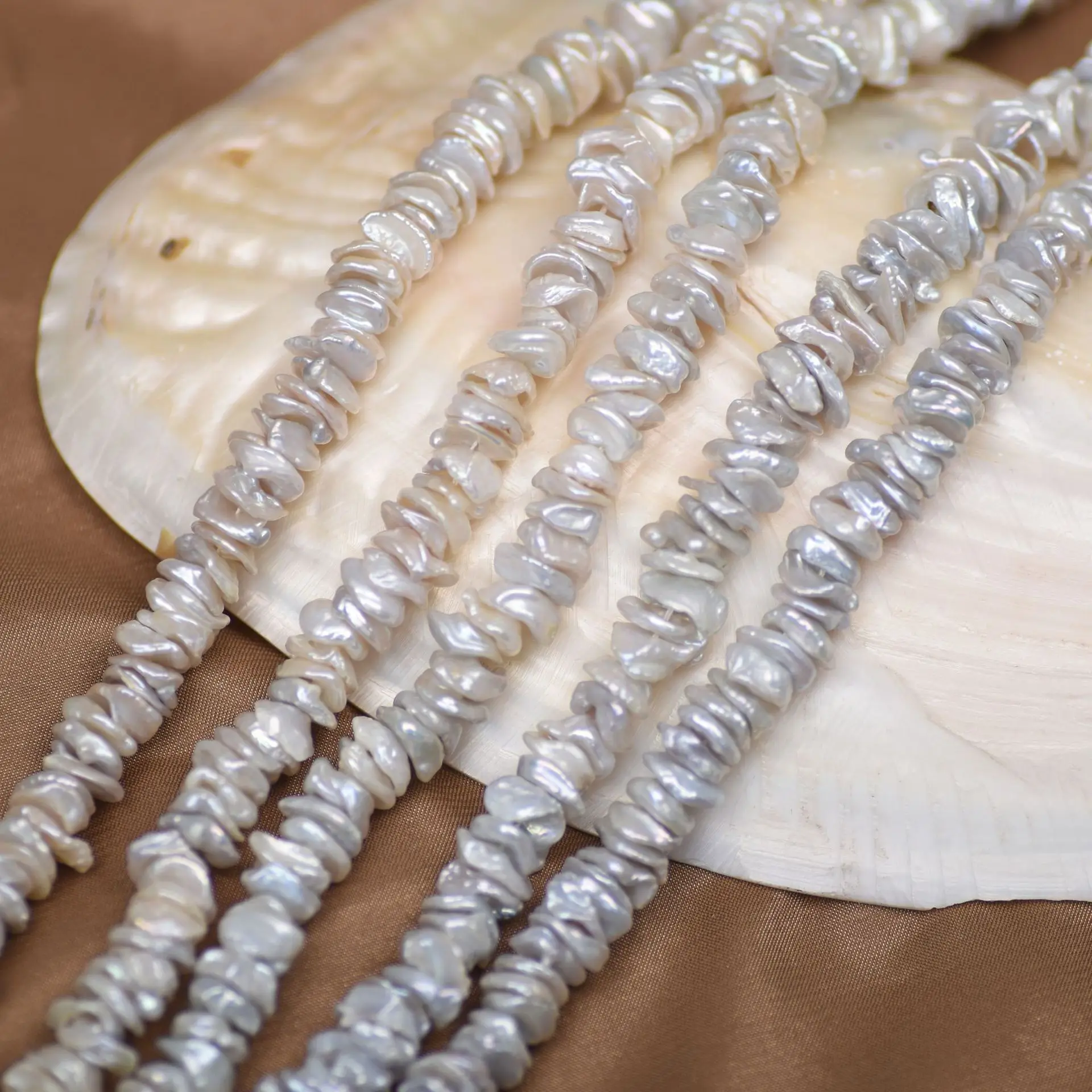 8-10mm multi-layered silver gray blue recycled pearls Baroque unique petal pearls jewelry accessories freshwater pearls