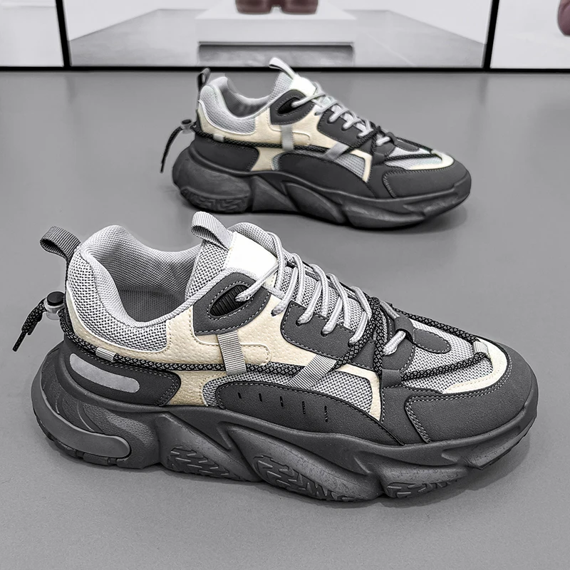 2023 Trendy Men Chunky Platform Sneakers Breathable Casual Sports Shoes