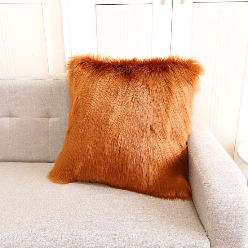 Modern Christmas Throw Pillow Covers Soft Plush Fur Cushion Cover for Home Sofa Decorative