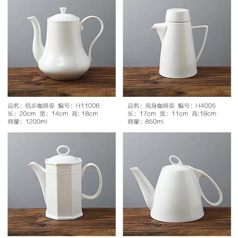 Nordic Simple Solid Color White Porcelain Multi Container Ceramic Tea Pot Tea Cup Saucer Jar Milk Sugar Pot Gravy Boat
