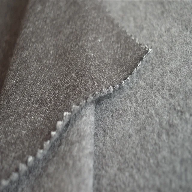 Gray one side brushed twill face side 80% polyester 20% cotton knitting fabric