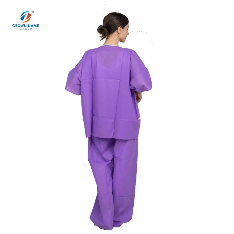 Custom made purple V-neck surgery hospital scrubs uniforms sets nursing