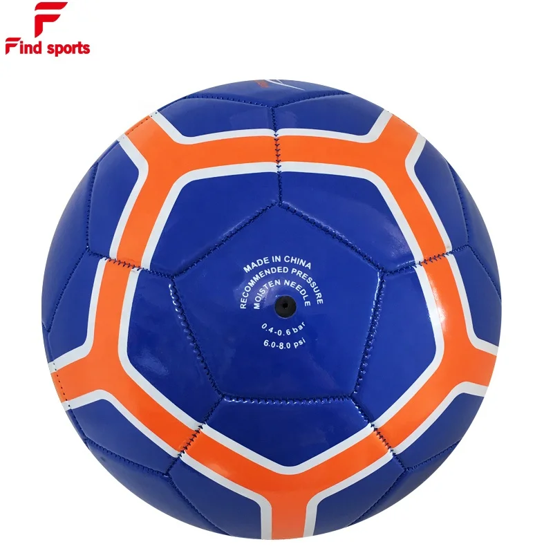 popular training strike design football PVC machine stitched ball with inflating needles for kids soccer ball size 4 in blue red