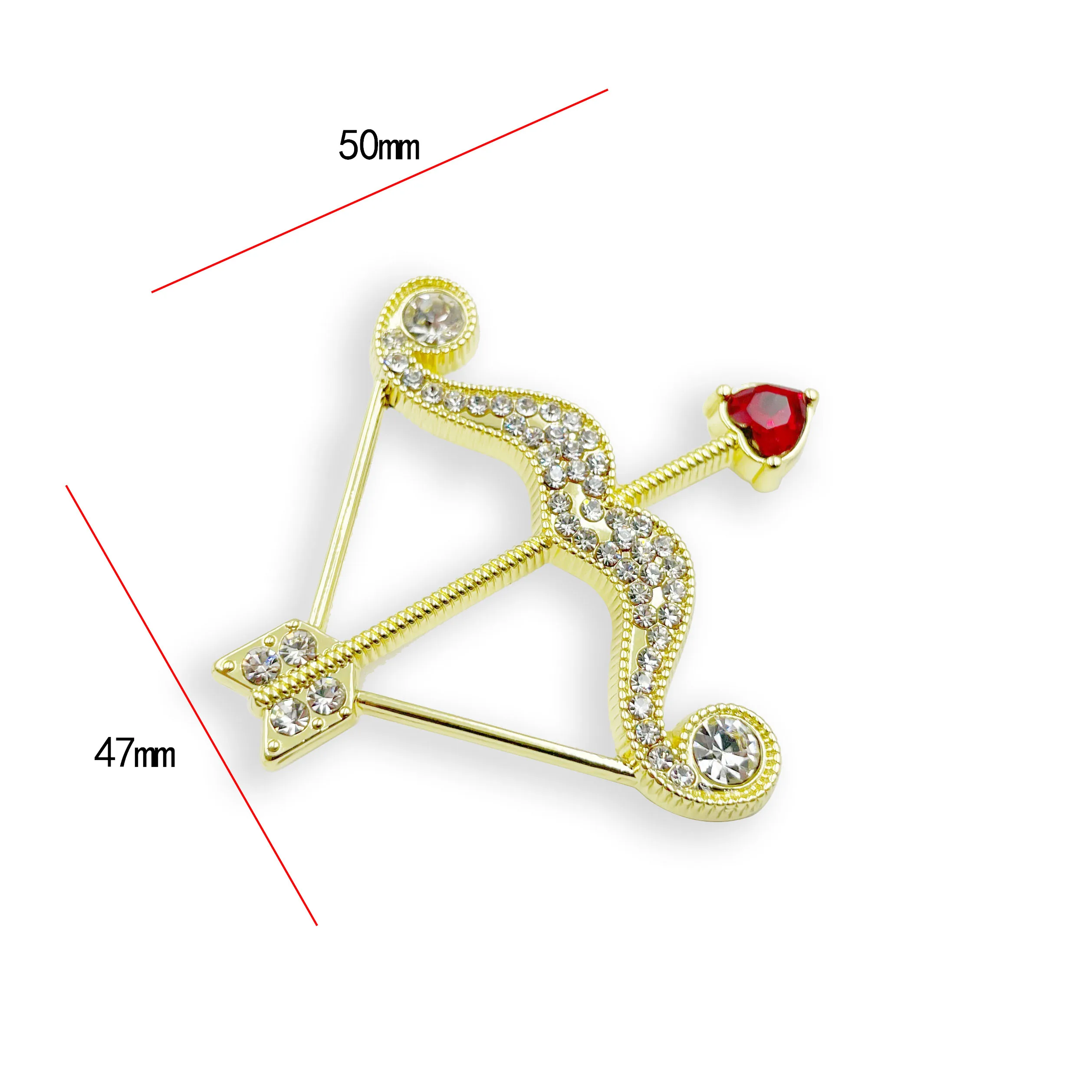 2021 Hot Design bow and arrow shape with Red heart  Diamond  brooches for suit