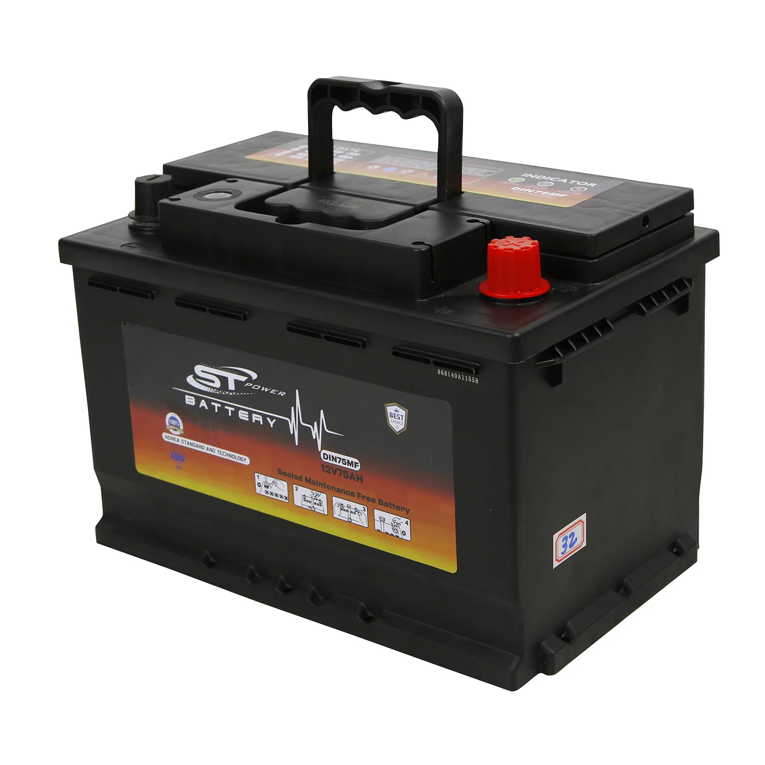 DIN75 12V 75Ah Maintenance Free Car Starting Battery