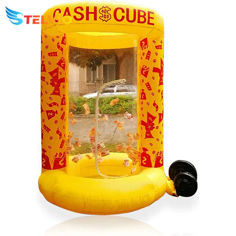 Super Funny Portable PVC Money Grabbing Machine Inflatable Cash Cube Inflatable Money Blowing Machine