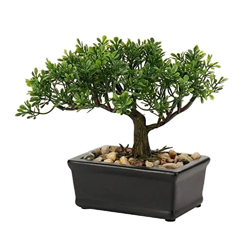Miniature Green Artificial Plants Small Plastic Potted Trees Flowers for Home or Office Decorations