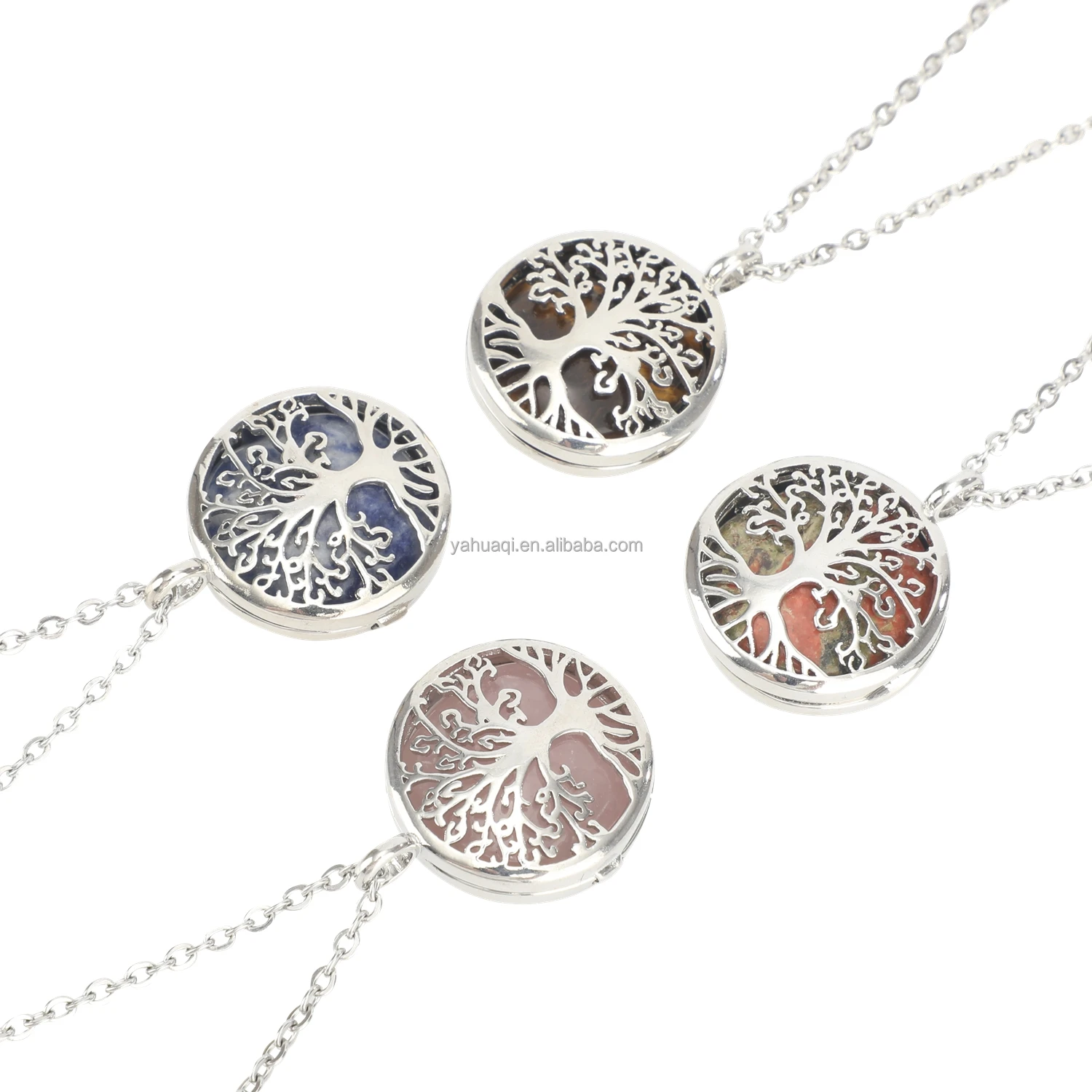 Wholesale tree of life Stone Pendant European and American Style Crystal Pendant Necklace