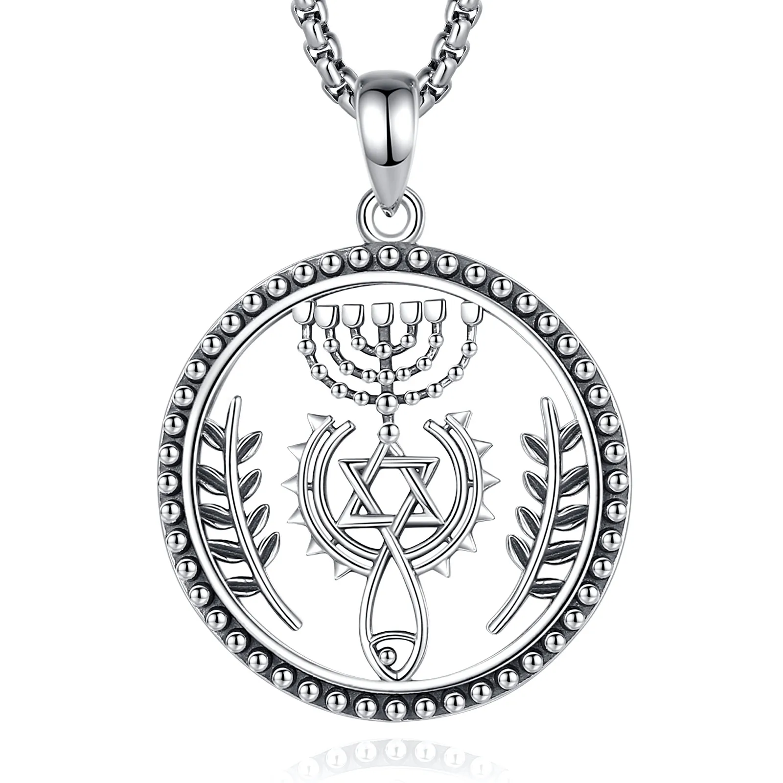 Changda 925 Sterling Silver Protection Hanukkah Jewish seal pendant messianic pendant necklace jewelry