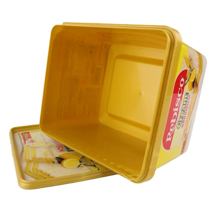 Custom logo printed 250g rectangular IML margarine packaging box butter plastic container  butter container with lid