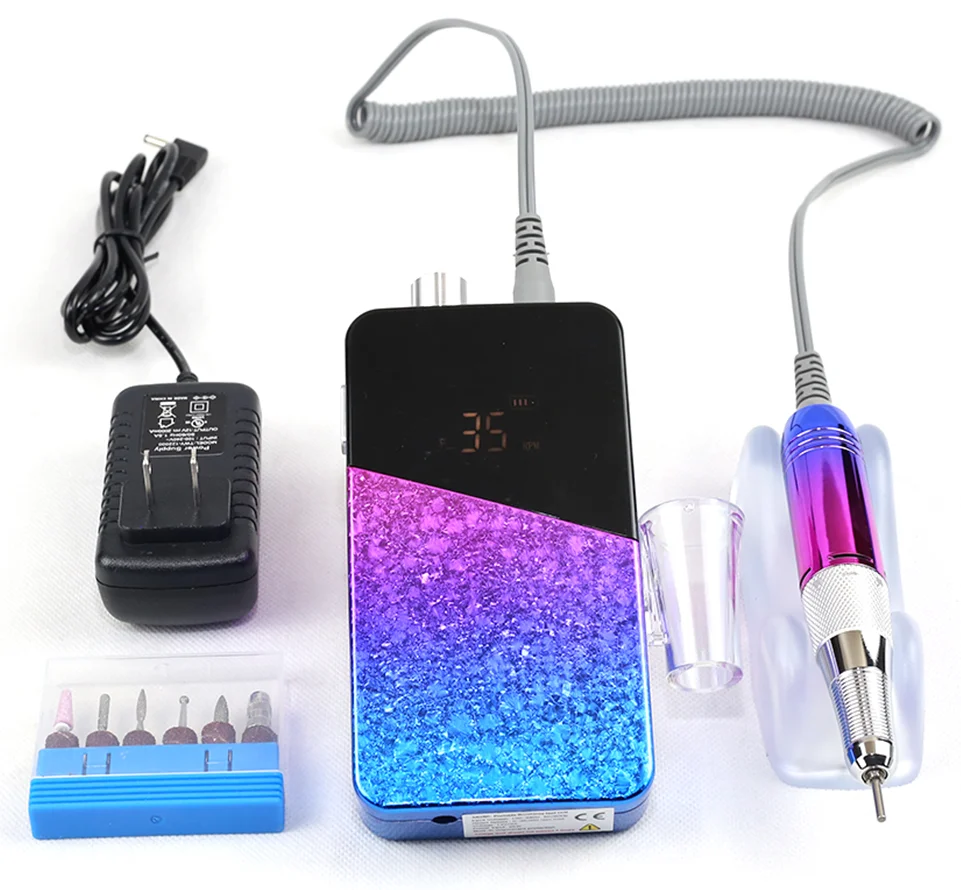 2023 Manicure Nail Polish Machine Supply Portable Professional Electric Rechargeable 35000rpm Brushless Nail Drill Machine