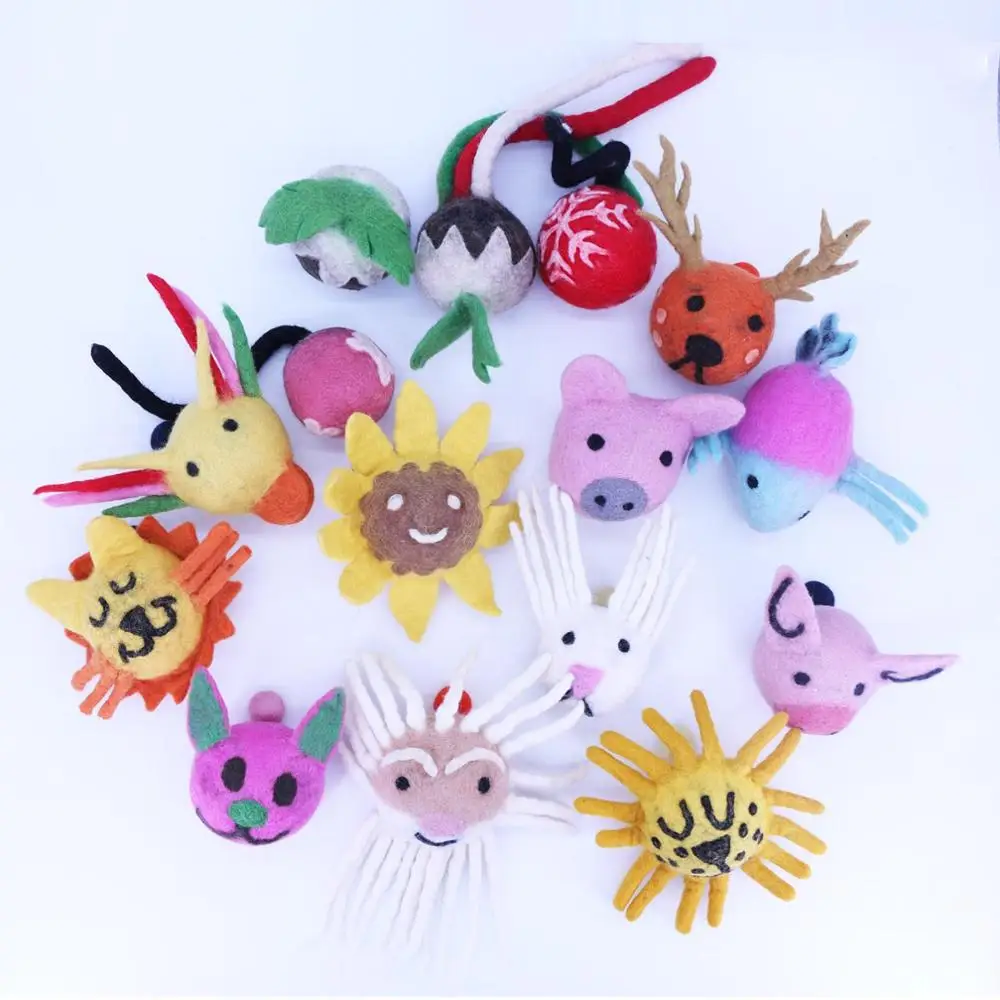 NZ Wool Made Durable Dog Toys Felt Ball Game for Puppies Chewing Toys |free Sample| Natural Animal Head Best Pet Safe Outdoor
