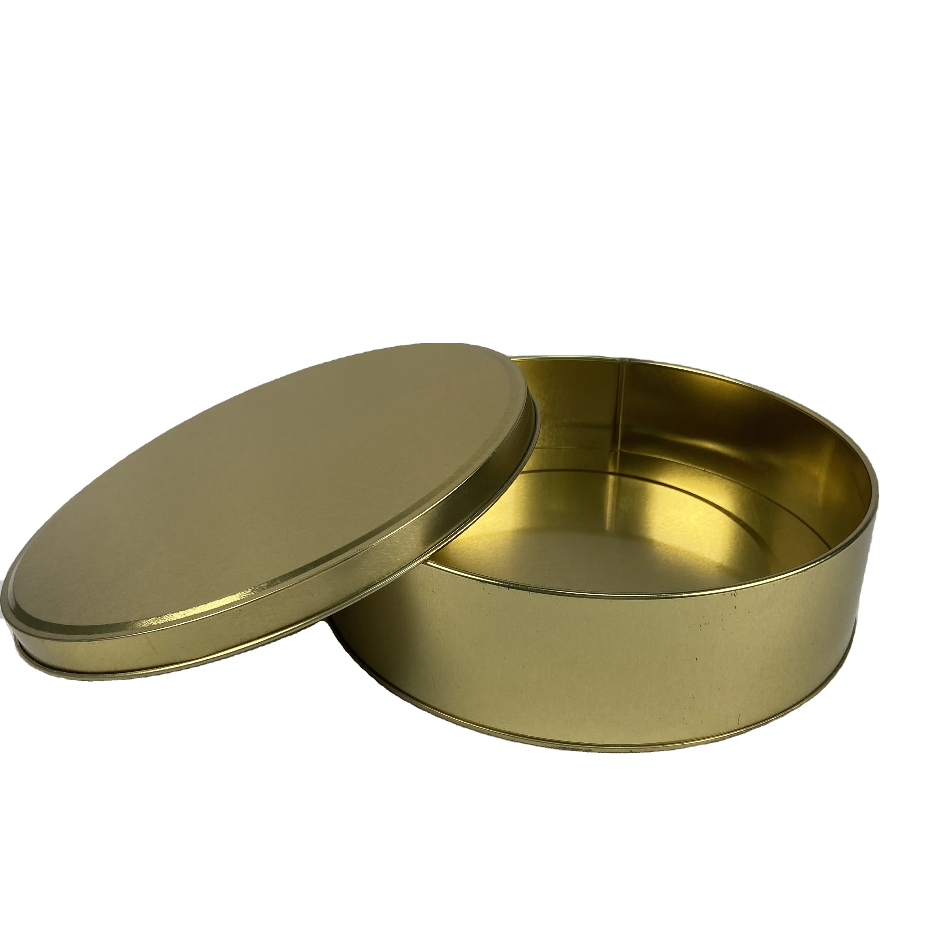 Custom metal food grade rose gold round tin can for baking cake cookies packaging tin container