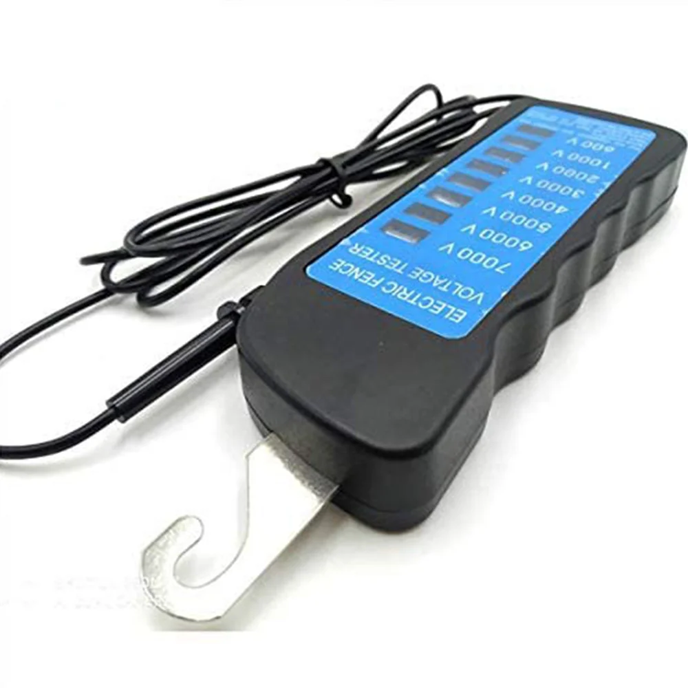 Plastic insulated waterproof high voltage lamp farming cattle led electric pasture fence tester with earth probe for polyrope