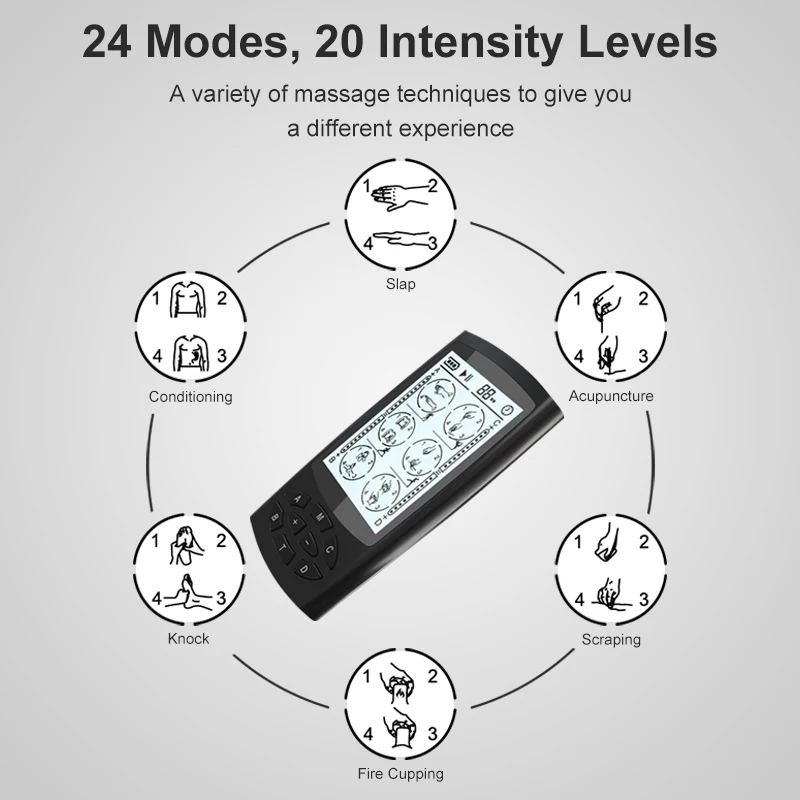 Professional Portable TENS Machine Nerve Pain Relief Muscle Stimulation Lower-Frequency Pulse Massager with Adjustable Settings