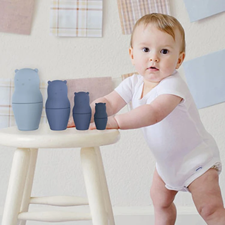 Hot selling new portable educational bpa free eco-friendly soft silicone nesting doll for autism kids