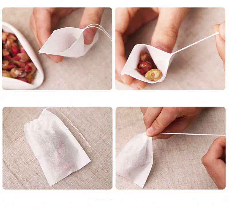 Teabags 5.5 x 7CM food grade Empty Scented Tea Bags Infuser With String Heal Seal Filter Paper for Herb Loose Tea Bolsas