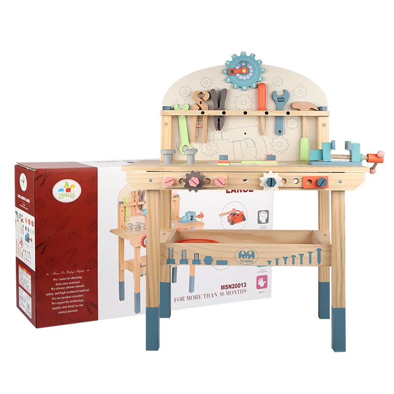 Wooden toy tool table pretend play tool toys workbench educational intellgence toy