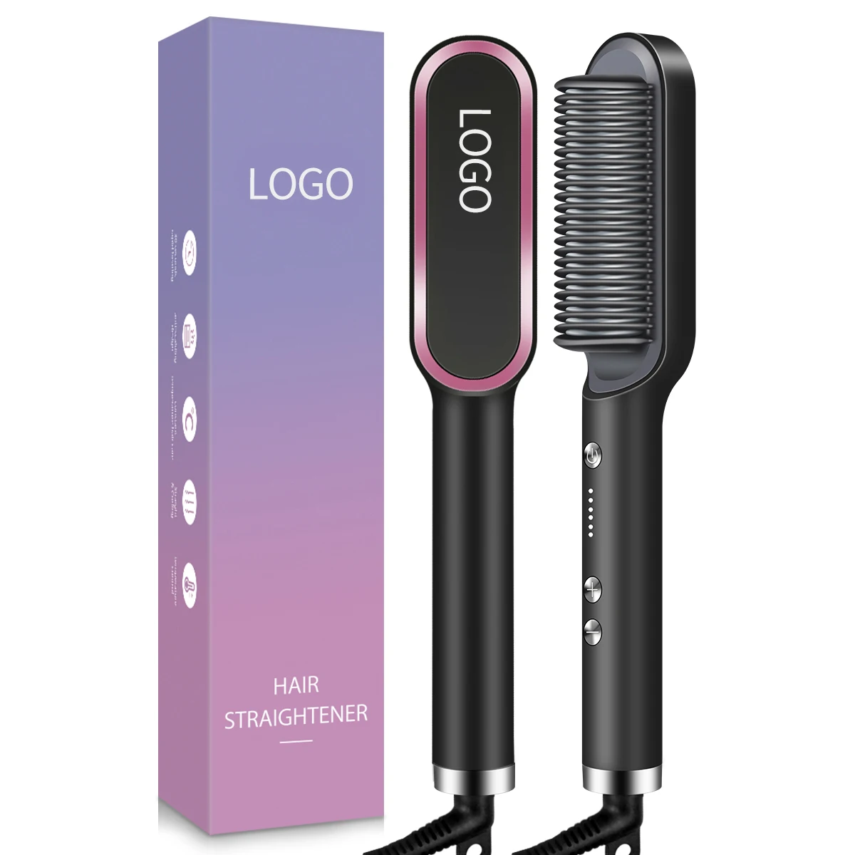 2021 Private Label Pro Hair Straightening and Curling Iron Comb Hair Straightener Brush