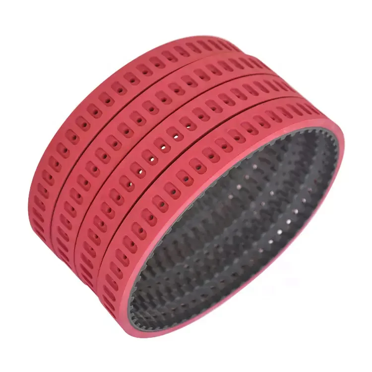 Seamless imported red vulcanized rubber coating vacuum pulling film belt timing belt for vffs packaging machine