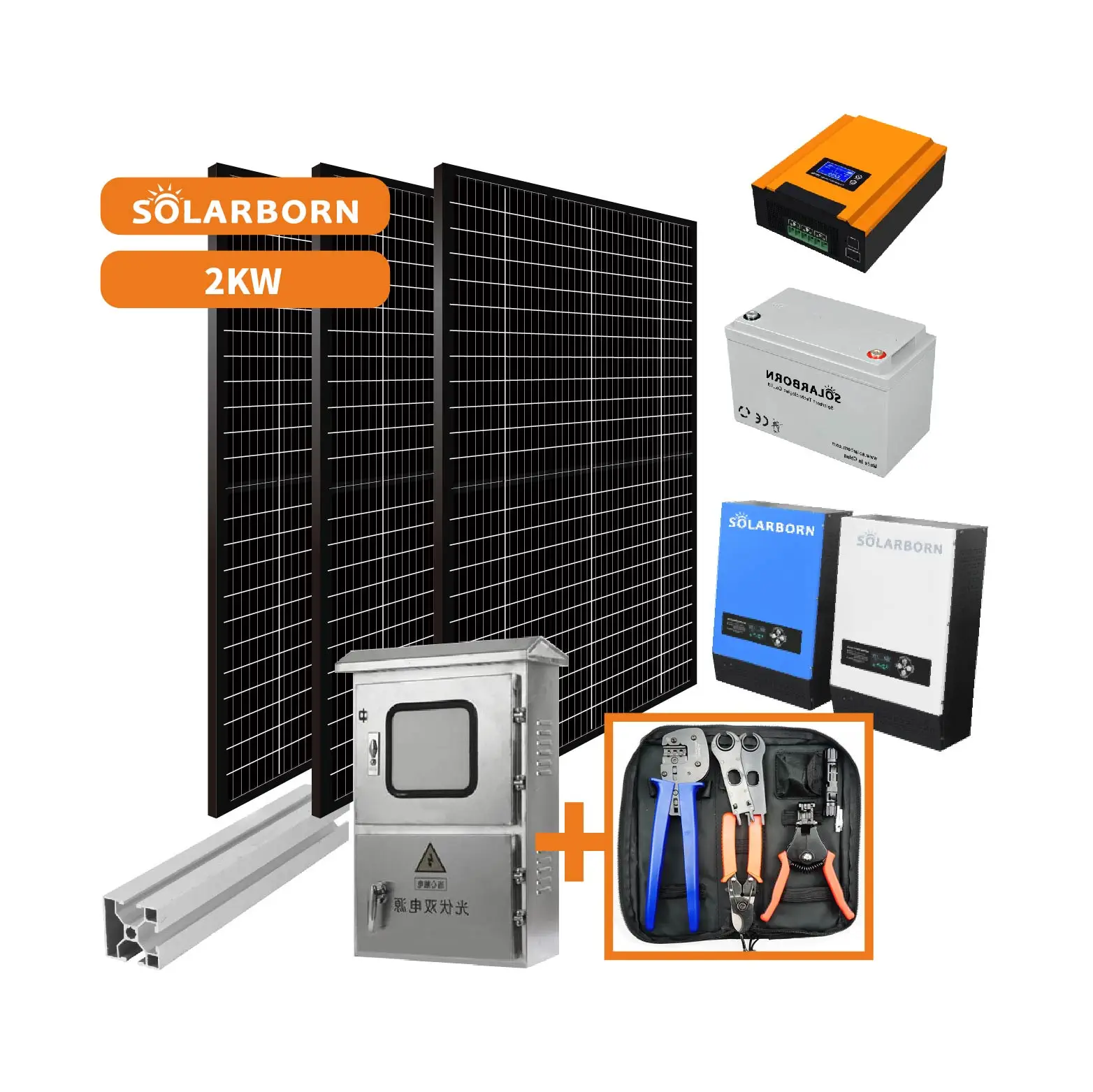 
solarborn hot dc solar pump tracking 2kw price solar light hybrid inverter solar system for home 