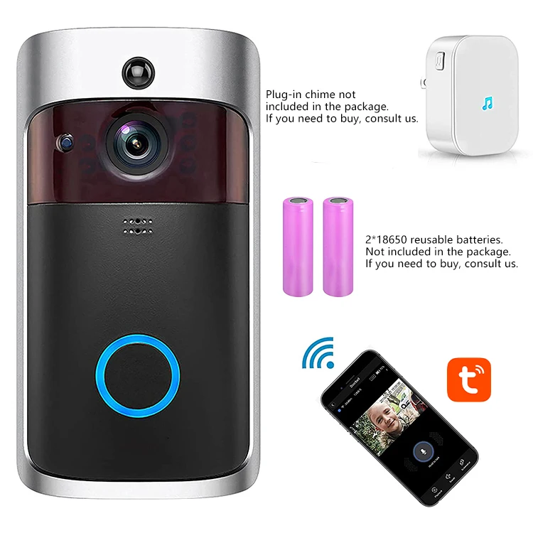 1080P Video Doorbell Camera Battery-Powered Smart Home Door Bell Wireless Chime Wifi Security Alarm Video Doorbell