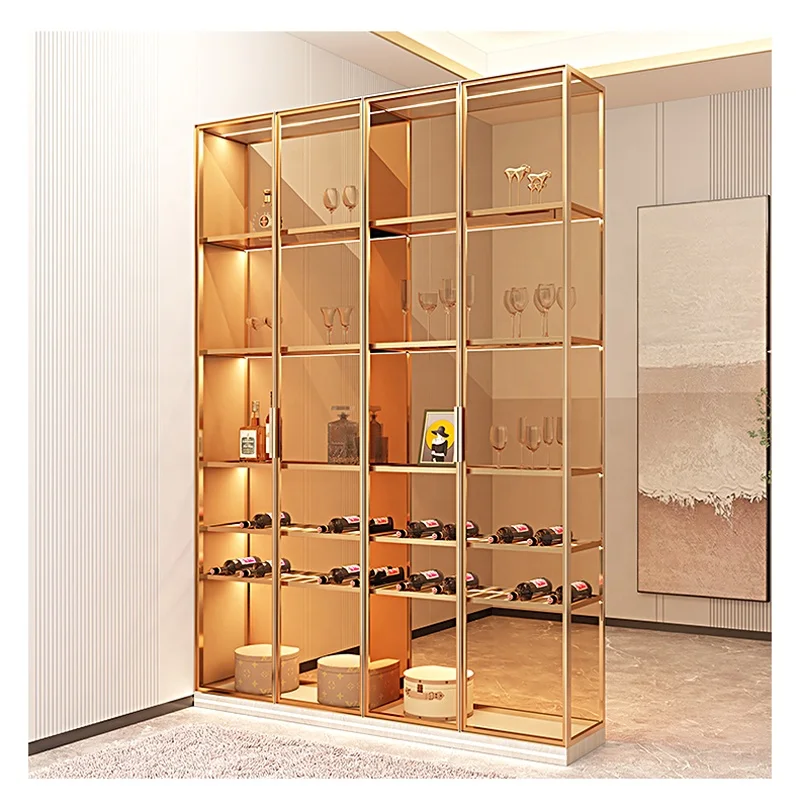 Aluminum alloy light luxury living room glass door hand office cabinet toy tea model wine cabinet display cabinet