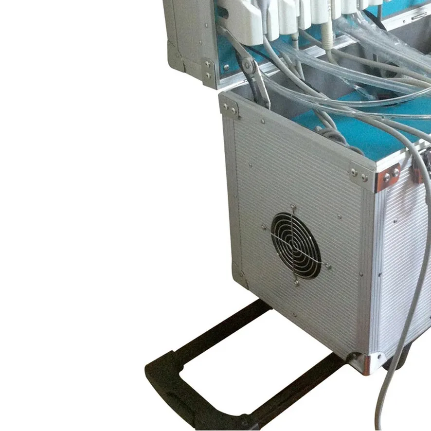 Dentists Lab Mobile Dental Unit Portable Rolling Case Box with Oilless Air Compresor Mobile Clinic Dental Equipment