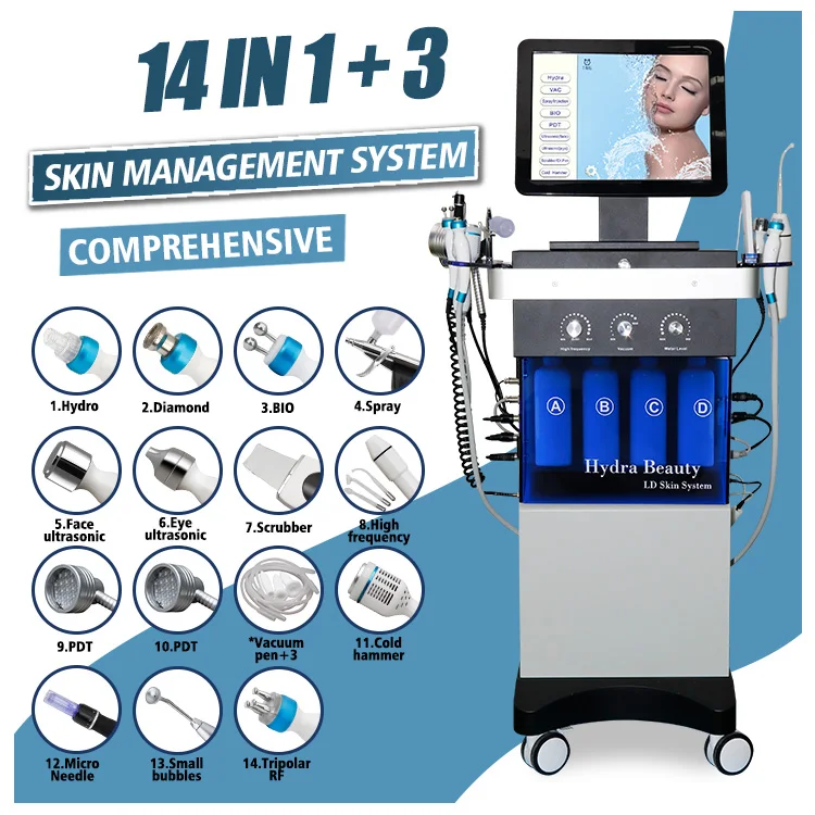2023 golden supplier oxygene jet peel with microcurrent 14 in one hydra peel machine