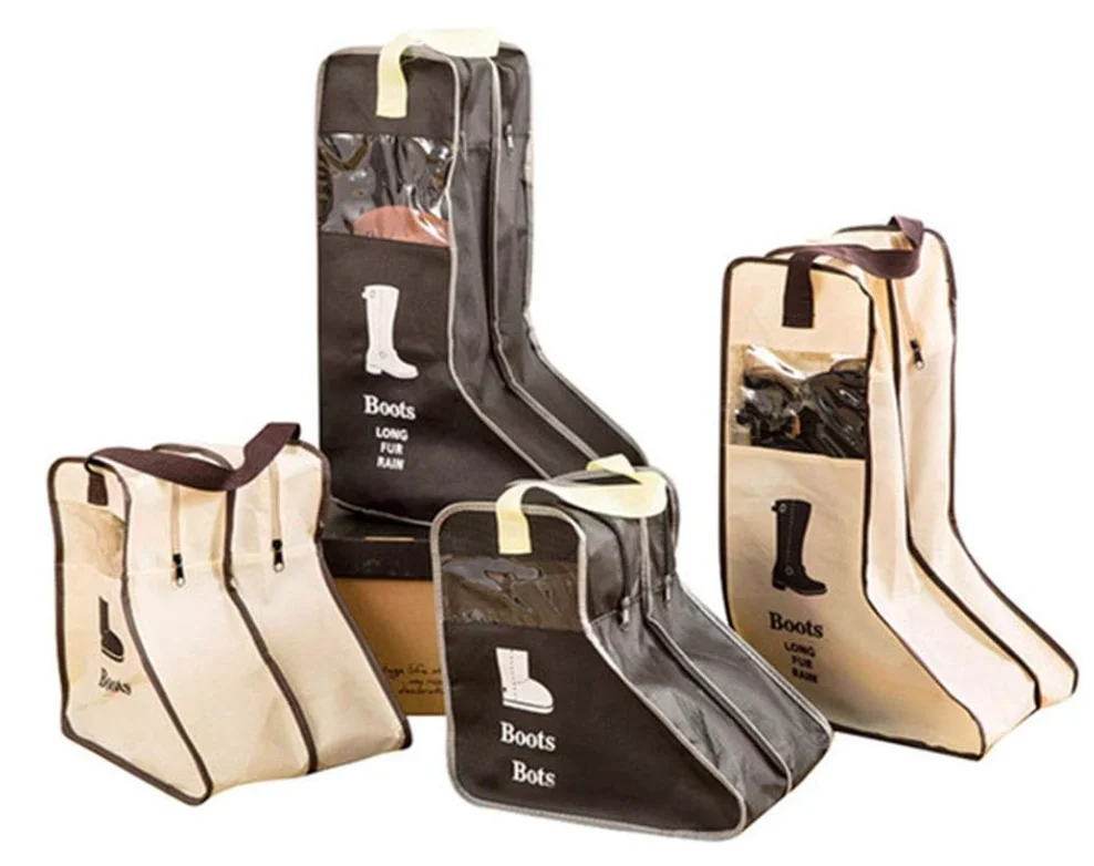 Custom Logo High Quality Non Woven Boot Storage Bag Travel Portable Tall Mid Boots Shoe Bag