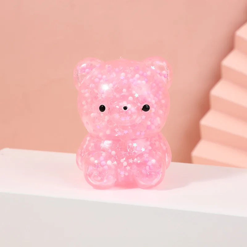 Cute bear maltose TPR Pinch happy Stress Toy Squishy slow rebound gold powder sequin decompression fidget squeeze toy