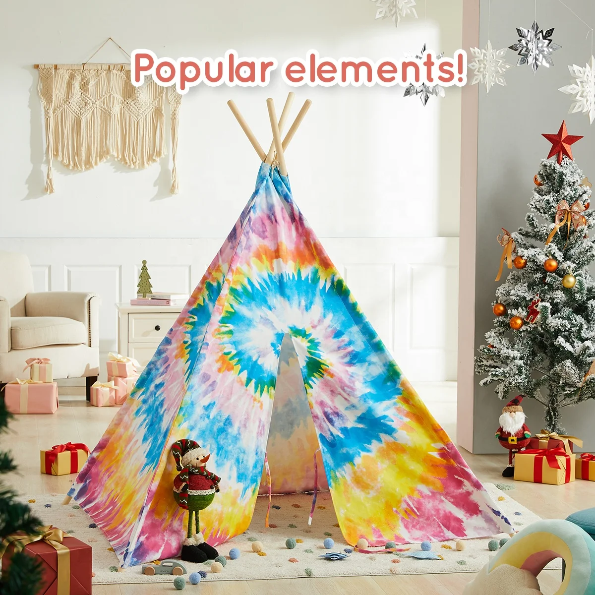 Asweets игровой домик индийский Дети Тип хлопковая Игровая палатка Радужный галстук-краситель вигвам палатка для детей