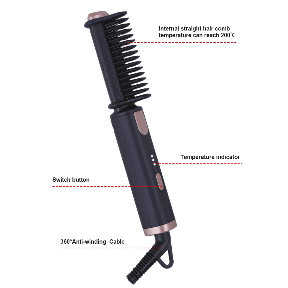 Anti-Scald Hot Hair Brush Electric Hair Straightener Brush Hot Comb Straightening Hair Straightener Comb
