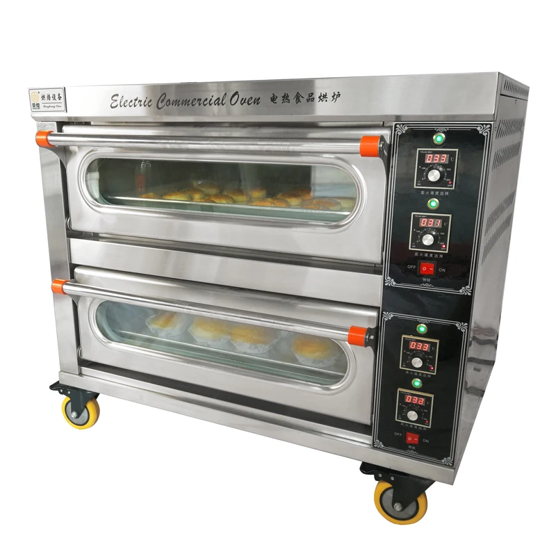 bakery equipment 2 tray luxurious tempered glass split-type bread pizza electric baking oven deck oven