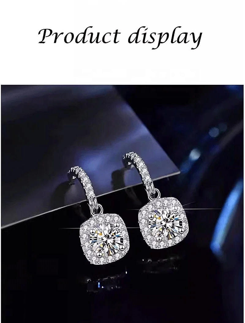 Sense of advance Dainty PT 950 925 Sterling Silver high quality Mosan moissanite  1ct 2ct 3ct diamonds ear earrings jewelry