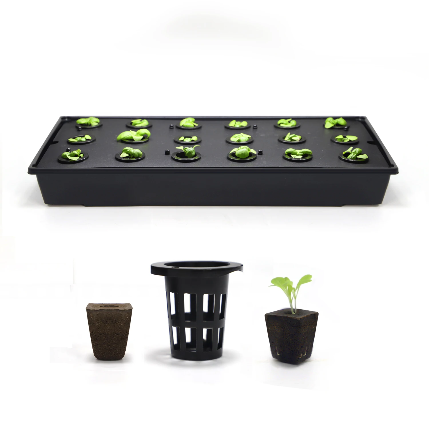 1020 Germination Microgreens Growing Plastic Trays Plant Hydroponic Seed Starting Trays With 18 Planting Baskets